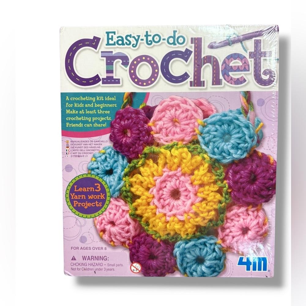 4M Easy-To-Do Crochet Kit DIY Yarn Crafts, 3 Projects Beginners & Kids 8+